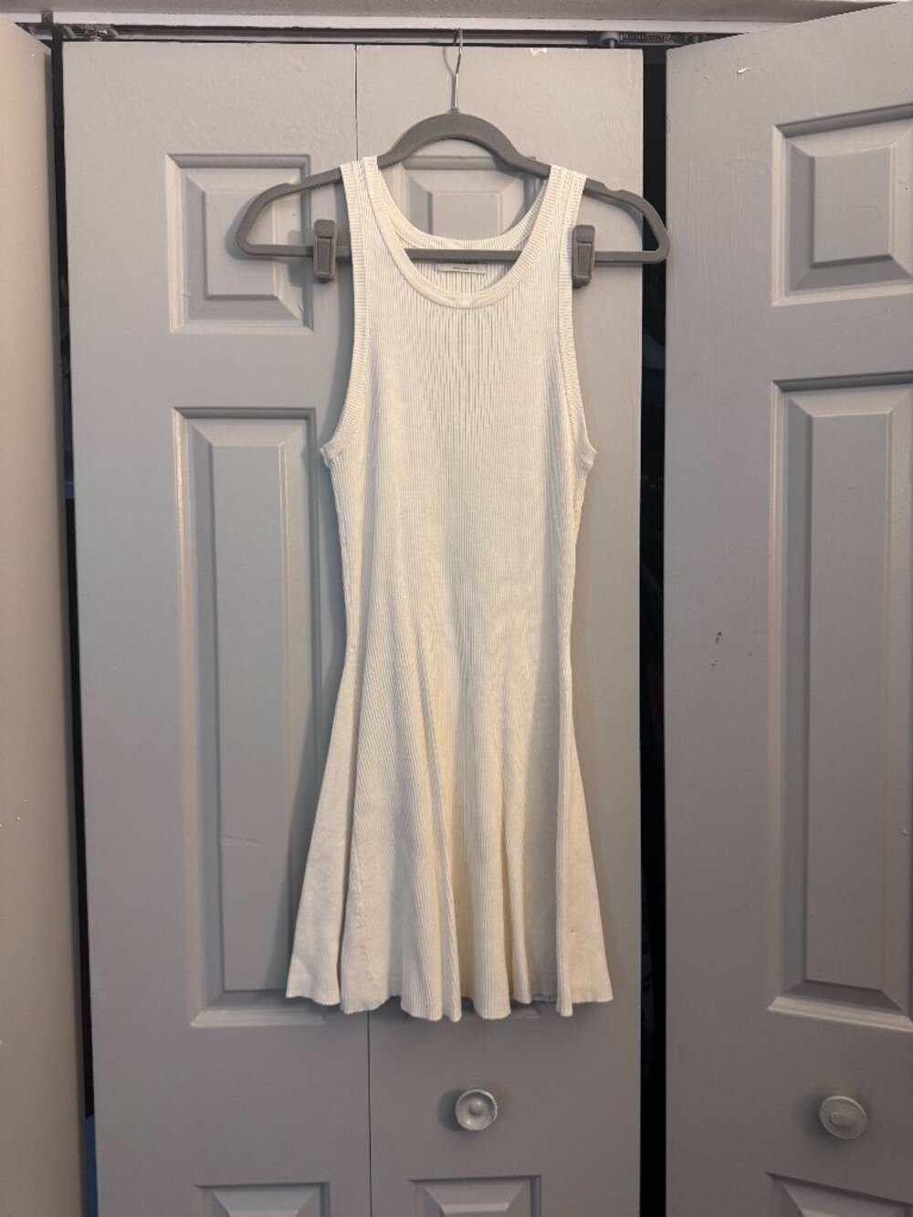 Saints & Hearts Cream Ribbed Sleeveless Mini Dress
